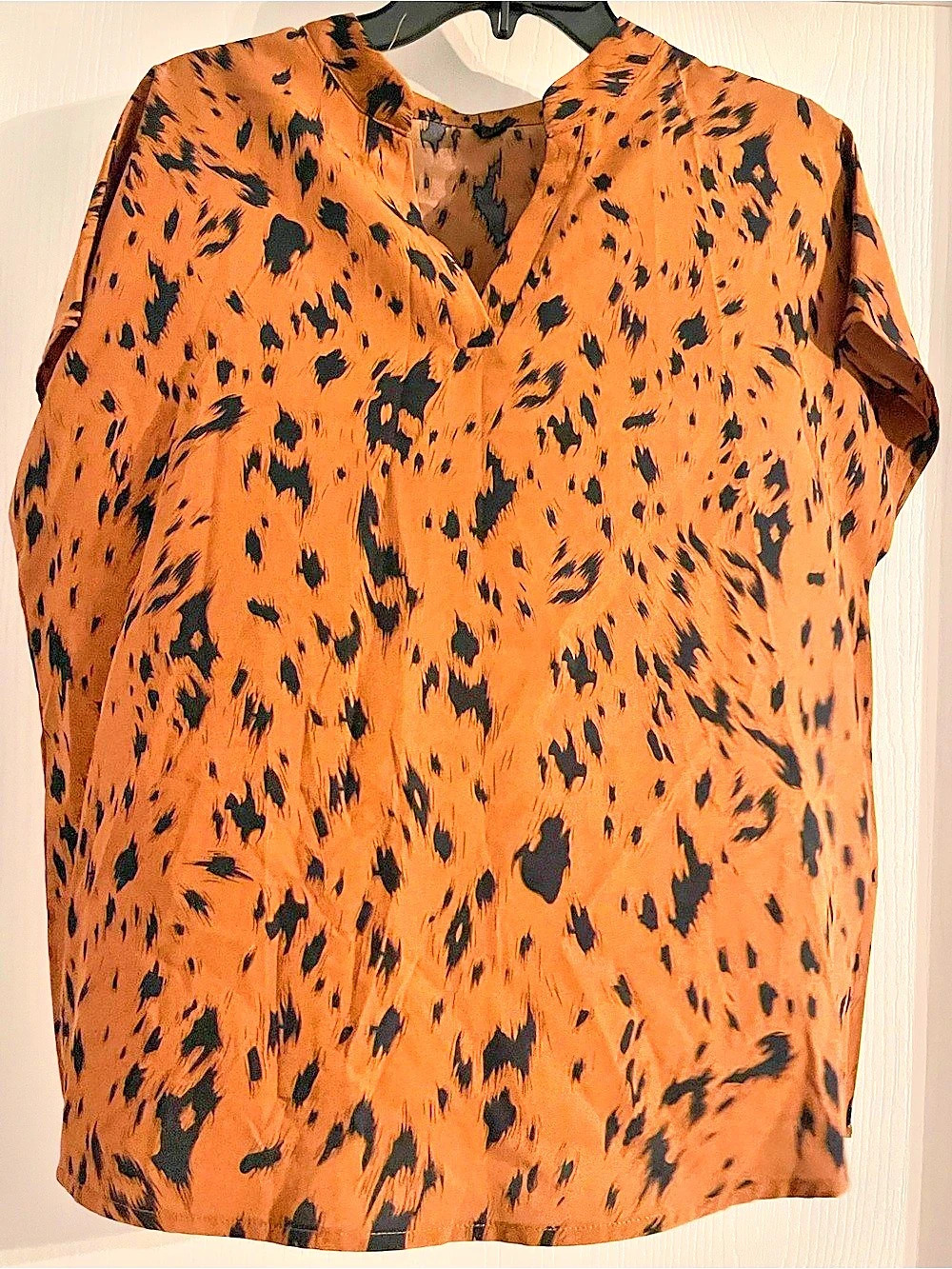 SHEIN Animal Print Blouse in Brown & Black Size XL Like New